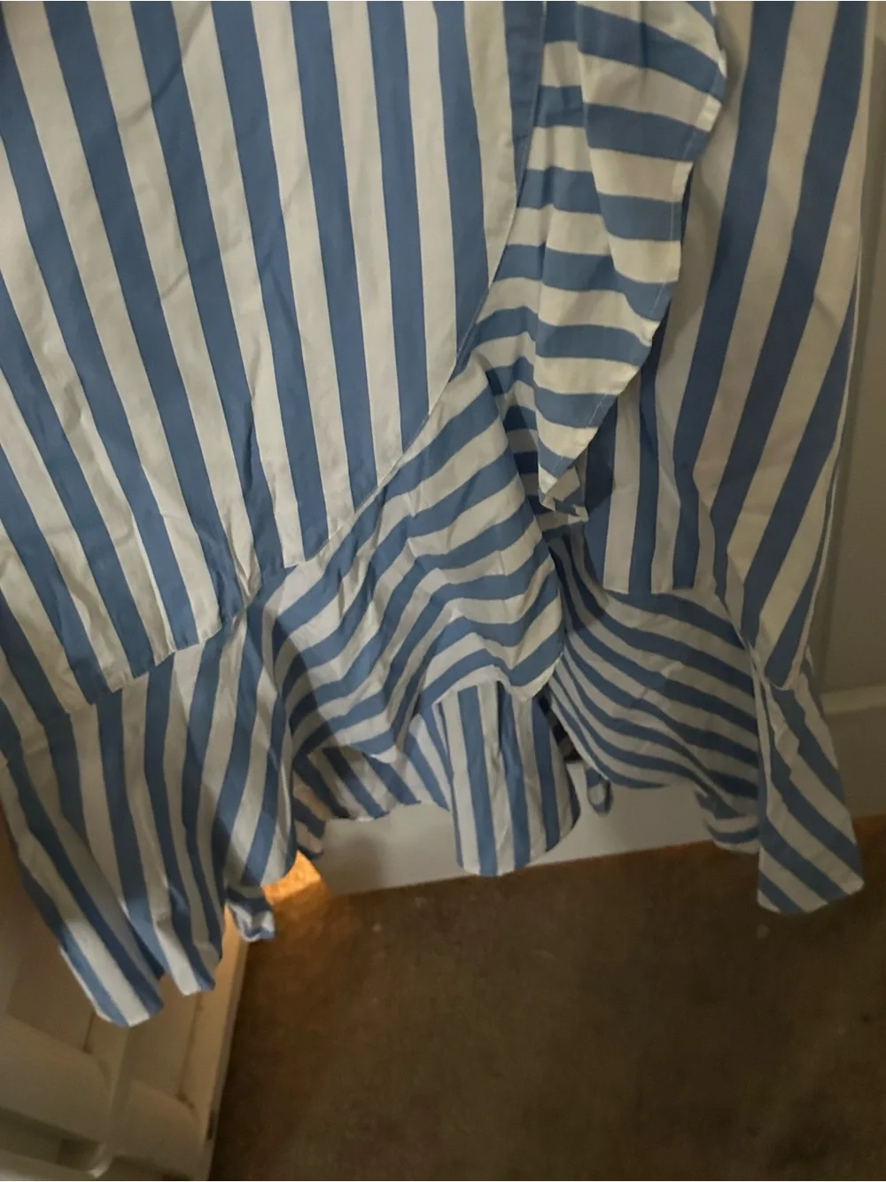 Blue and White Striped Midi Dress